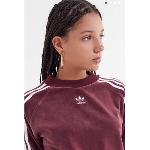 adidas originals maroon velour crewneck sweatshirt
